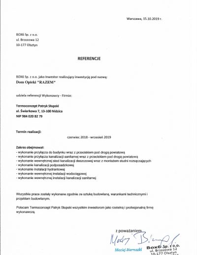 Referencja Dom Opieki "Razem"