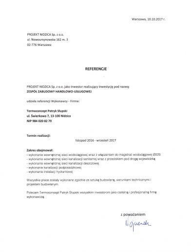 Referencja Zespół Zabudowy Handlowo-Usługowej