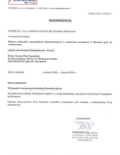 Rekomendacje Progres-1