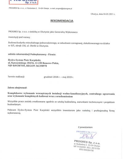 Rekomendacje Progres-3