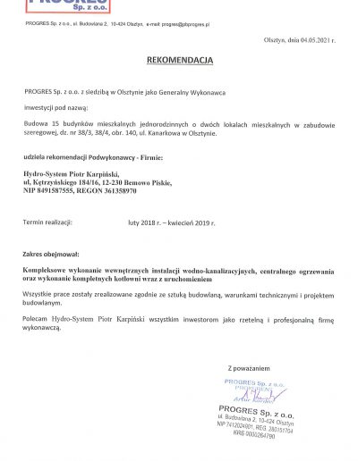 Rekomendacje Progres-4
